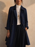 Women Classic Double Breasted Mid Length Trench Coat