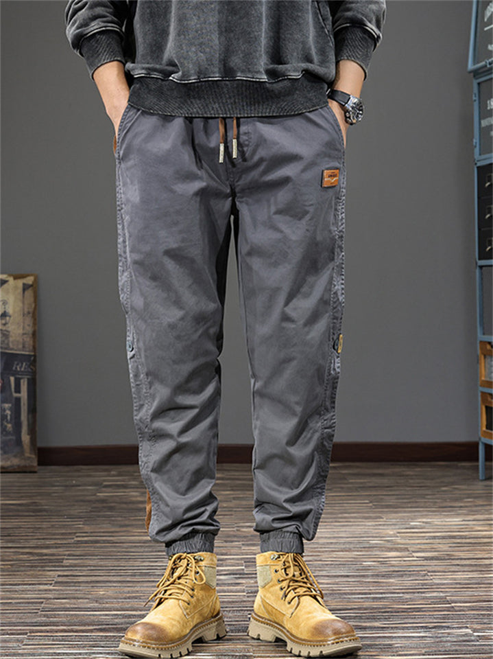 Men's Autumn Vintage Regular-Fit Patchwork Cargo Jogger Pants