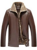 Men's Faux Leather Zip Up Fleece Lined Warm Winter Casual Coats