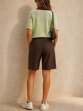 Women Knit Polo Shirt and High Waisted Bermuda Shorts Set