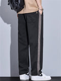 Casual Loose Fit Side Stripe Straight Leg Pants for Men