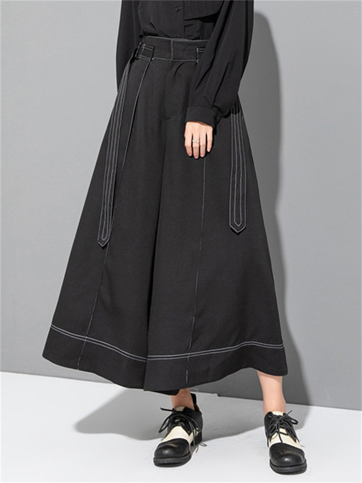 Women's High Waist Wide Leg Bell Bottom Cropped Pants