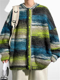 Men's Autumn Contrast Color Lazy Style Loose Cardigan Sweater