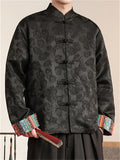Men Spring Autumn Chinese Floral Jacquard Long Sleeve Tang Suit Jackets