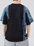 Men's Vintage Patchwork Ethnic Style Printed Half Sleeve Shirts