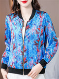 Retro Women's Print Baseball Collar Cardigan Jacket