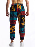 Men's Summer Retro Ethnic Style Print Drawstring Jogger Pants