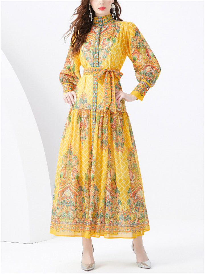 Vintage Beautiful Puff Sleeve Floral Dress for Women