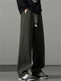 Men's Simple Comfy Breathable Elastic Waist Loose Fit Straight Leg Casual Pants