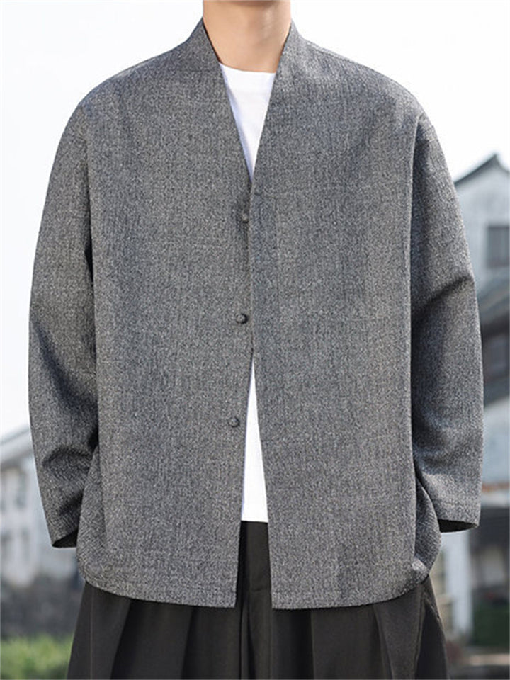 Men's Autumn Solid Color Concealed Placket Cardigan Jackets