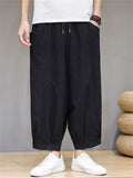 Men's Summer Casual Solid Color Wide Leg Cropped Pants