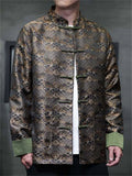 Men's Chinese Style Wavy Pattern Brocade Tangsuit Jacket Mandarin Collar