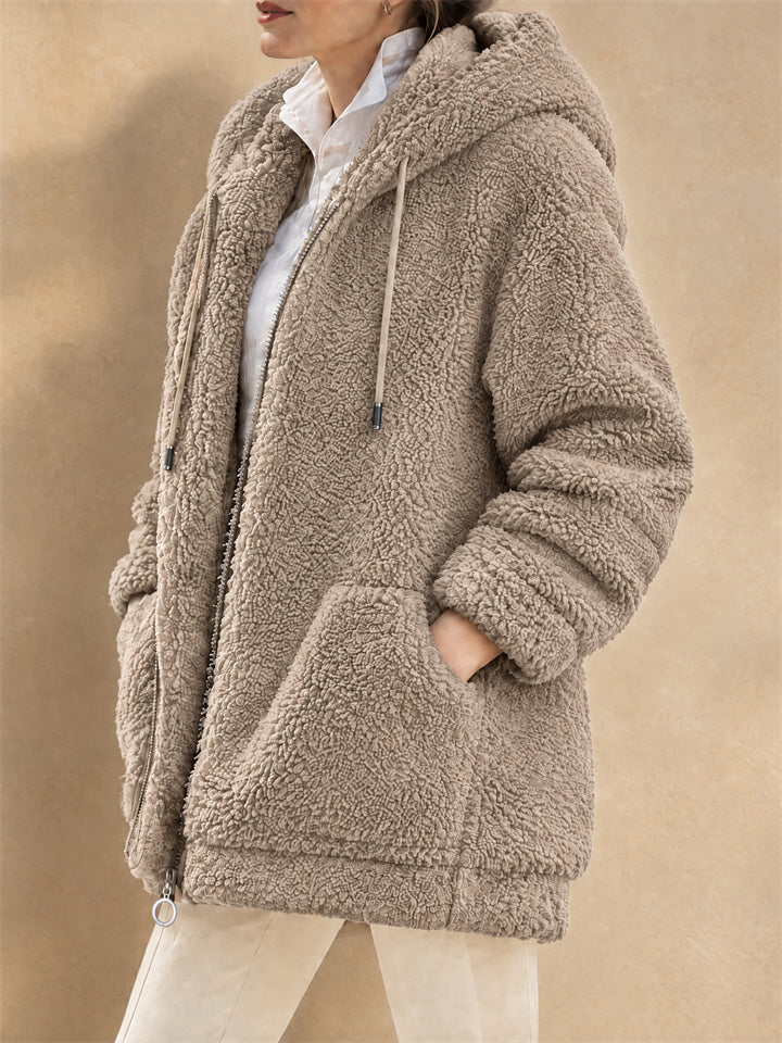 Women's Autumn Fleece Zip Up Oversized Hooded Coat