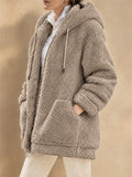 Women's Autumn Fleece Zip Up Oversized Hooded Coat