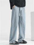 Men's Summer Comfy Cotton Solid Color Wide Leg Straight Pants