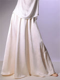 Women's Comfy Solid Color Big Hem A-Line Satin Skirt