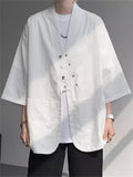 Men's Zen Style Simple Solid Color Pockets Metal Button Cardigan Jackets