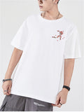 Male Cotton Blossom Embroidery Casual Half Sleeve Shirts