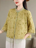 Women's Summer Retro Chinese Style Holiday Embroidery Half Sleeve Shirts