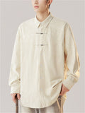 Casual  Comfy Plants Print Long Sleeve Stand Collar Shirts For  Men