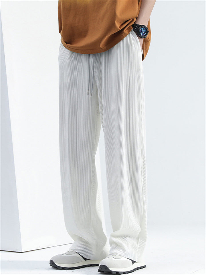 Men's Summer Cool Stripe Quick-Dry Drape Straight Pants