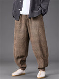 Men's Autumn Solid Color Drawstring Harem Pleated Hem Jogger Pants