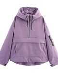 Women's Autumn Casual Solid Color Sporty Hooded Pullover Jackets
