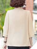 Elegant Flower Print Tie-Neck 3/4 Sleeve Top for Women