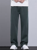 Autumn Casual Elastic Waist Loose Fit Straight Leg Pants for Men Daily Wear