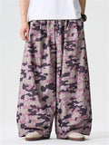 Unisex Vintage Camouflage Printed Drawstring Wide Leg Pants