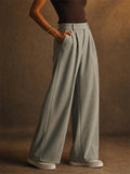 Womens High Waisted Work Office Wide Leg Pleated Dress Pants