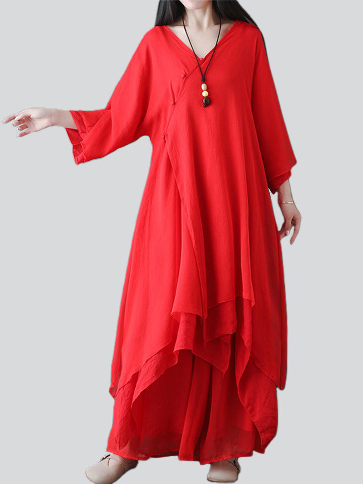 Women's Traditional Zen Flowing Dress Soft Linen Pants