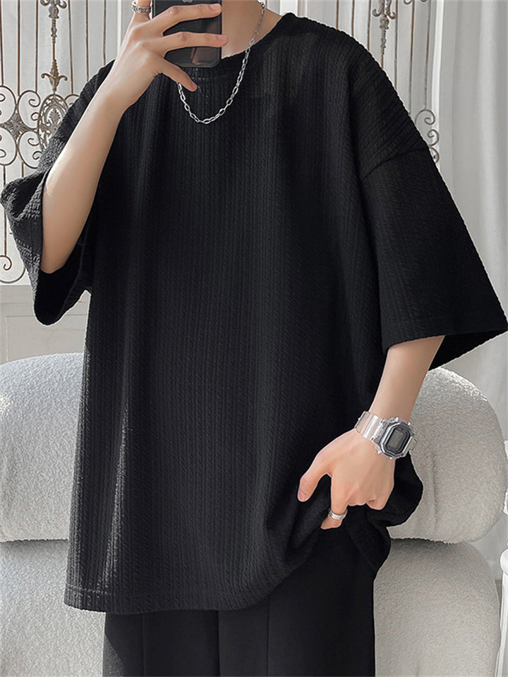 Summer Casual Solid color Loose Half Sleeve T-Shirt for Men