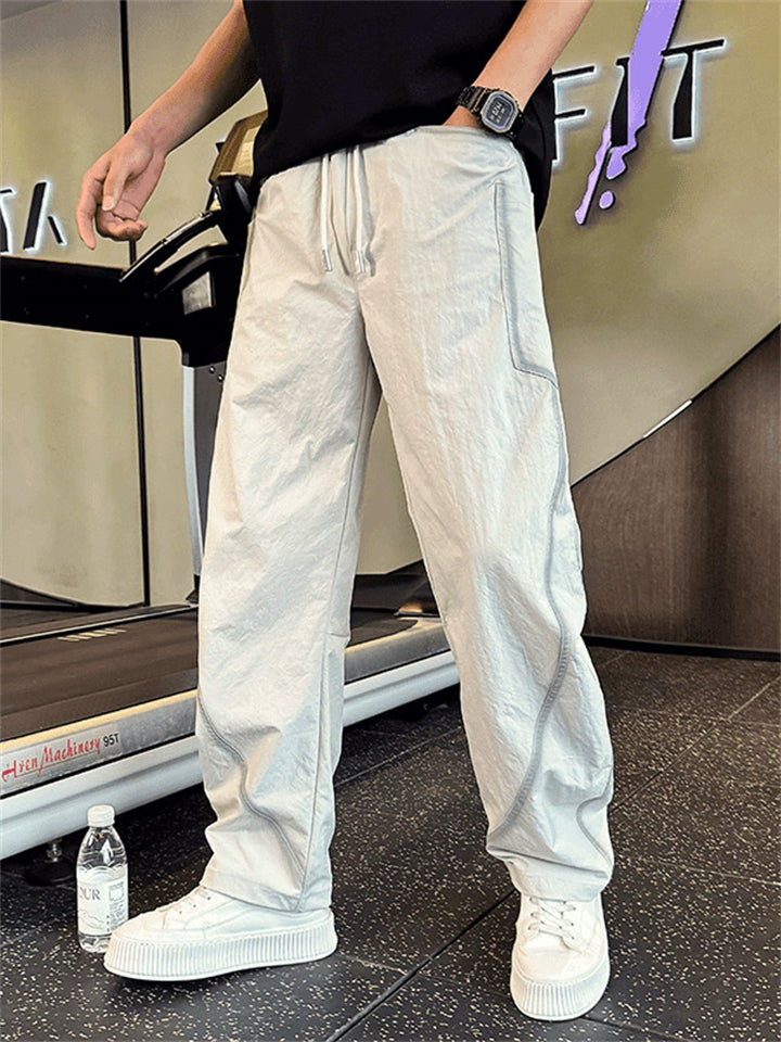 Men's Loose Fit Drawstring Casual Tie-dye Straight Leg Pants with Pockets