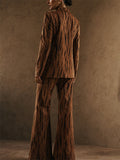 Women's Velvet Tiger Print 2 Piece Blazer and Flare Pant Set