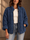 Women Casual Quilted Lightweight Padded Zip Up Jacket