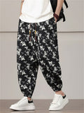 Men's Summer Chinese Style Butterfly Print Loose Fit Harem Pants