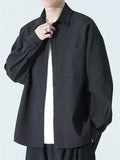 Men's Cool Solid Color Casual Drape Long Sleeve Shirts