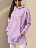 Women Casual Oversized Hoodie Long Tunic Sweatshirt with Side Slits
