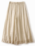 Women's Summer Comfy Solid Color Wide Leg Drawstring Cropped Pants