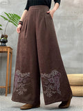 Women's Elegant Vintage Simple Jacquard High Rise Wide Leg Pants