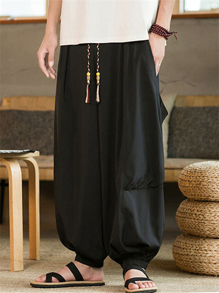 Men's Stylish Japanese Style Black Baggy Harem Bloomers Joggers Pants