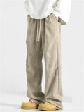 Men's Solid Color Casual Elastic Wide Leg Straight Pants