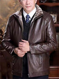 Men's Faux Leather Zip Up Fleece Lined Warm Winter Casual Coats