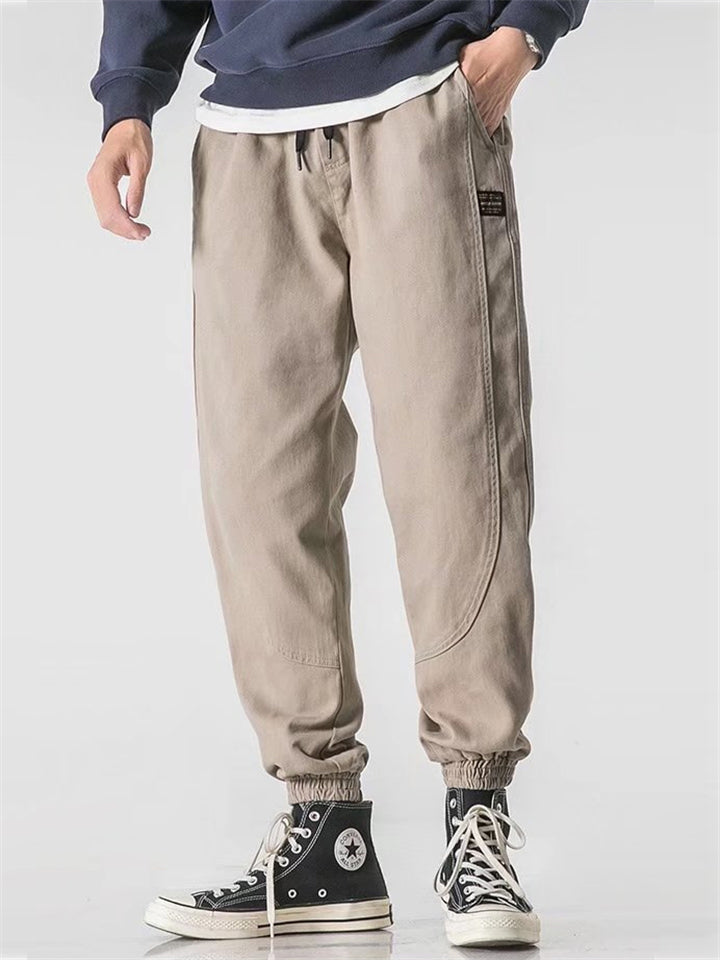 Spring Autumn Men's Casual Ankle Tie Cargo Pants