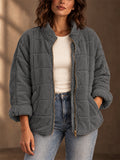 Women Casual Quilted Lightweight Padded Zip Up Jacket