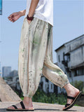 Men's Retro Chinese Style Print Casual Harem Jogging Cropped Pants