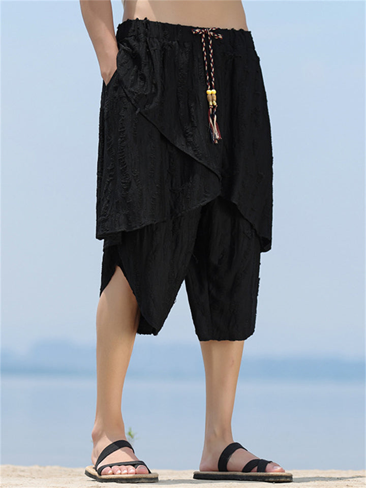 Men's Summer Ripped Asymmetric Capri Pants