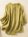 Women's Summer Casual Solid Color Embroidery Half Sleeve Shirt