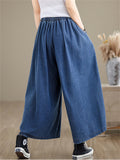 Summer Women's Patchwork Wide Leg Cropped Jeans